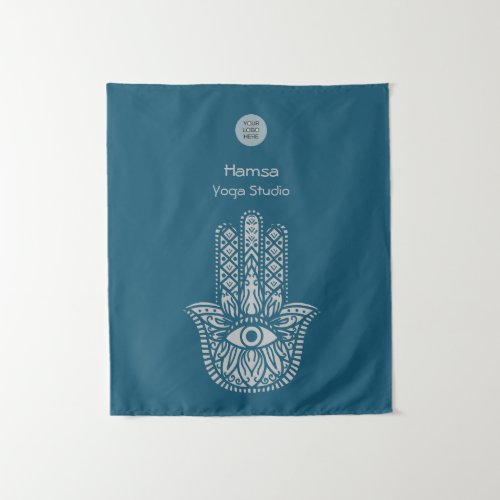 Teal Green Yoga Studio Hamsa Customizable Tapestry