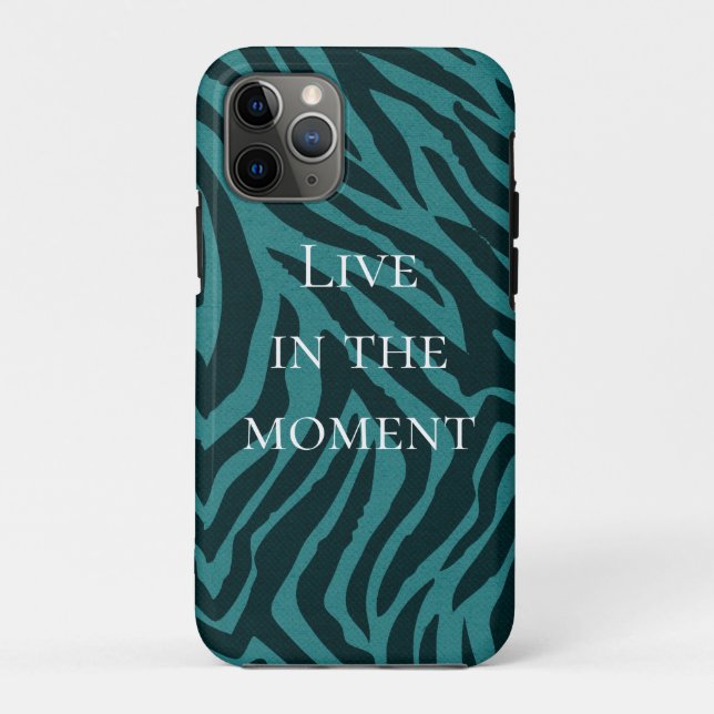 Teal Green Zebra Animal Print Case-Mate iPhone Case (Back)