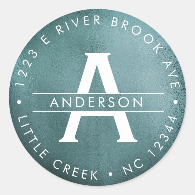 Teal Greenery  | Elegant Modern Monogram Label (Front)