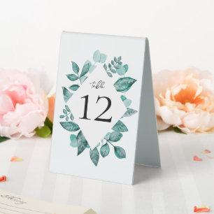Teal Greenery Table Number Wedding Tent