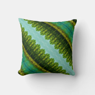 Teal Greens and Lime Vibrant Throw Pillow