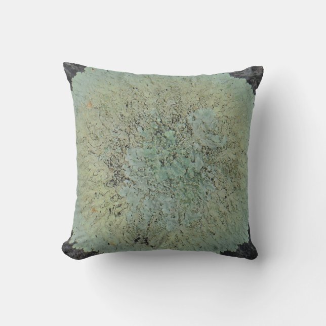 teal gren gray lichen abstract pattern pillow (Front)