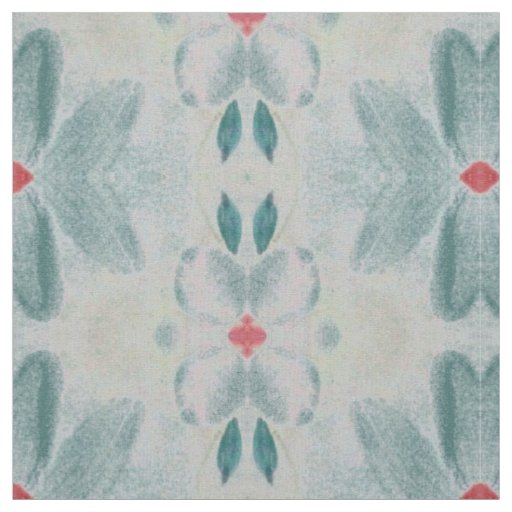 Teal Grey and Barn Red Floral Fabric