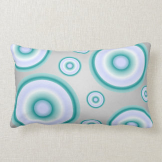 Teal, grey, and neutral blue floating bubbles lumbar pillow