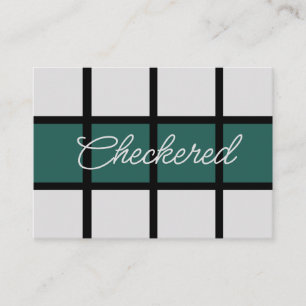 Teal Grey Black Checkered  Business Card