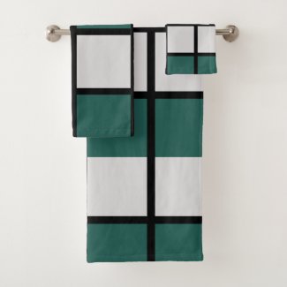 Teal Grey Black Checkered Pattern 