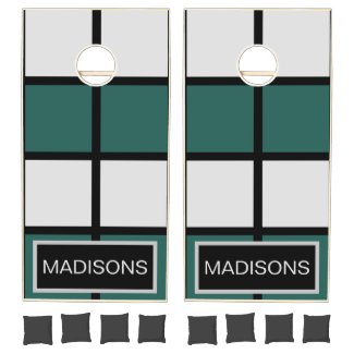 Teal Grey Black Checkered Pattern Family Name