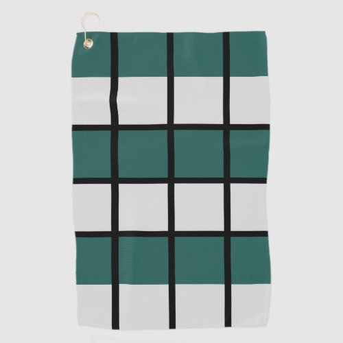 Teal Grey Black Checkered Pattern  Golf Towel