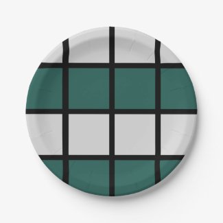 Teal Grey Black Checkered Pattern Party