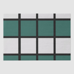 Teal Grey Black Checkered Pattern Tissue Paper