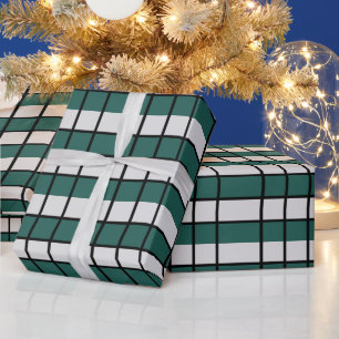 Teal Grey Black Checkered Wrapping Paper