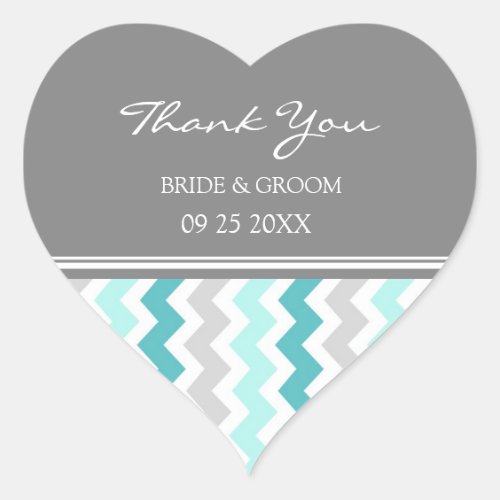 Teal Grey Chevron Thank You Wedding Favor Tags