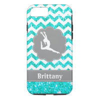 Teal Grey Glitter Look Gymnastics Cell Phone Case