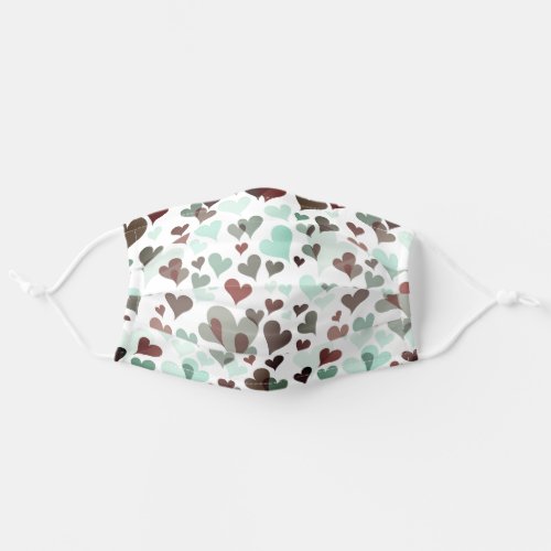 Teal  Grey Heart Pattern _ Cute Cheerful Girly Adult Cloth Face Mask