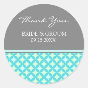 Teal Grey Mint Thank You Wedding Favor Tags