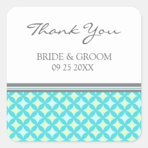 Teal Grey Mint Thank You Wedding Favor Tags
