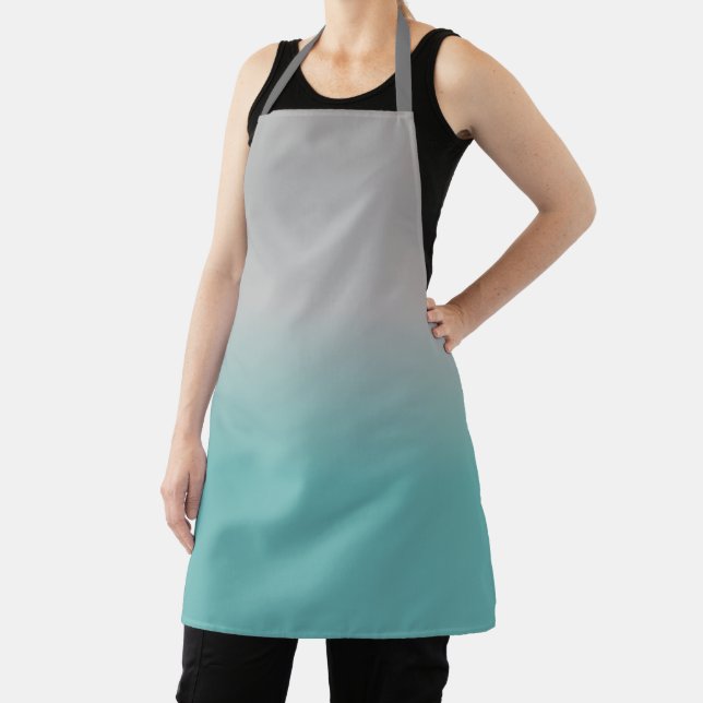 Teal Grey Ombre Simple Apron (Insitu)