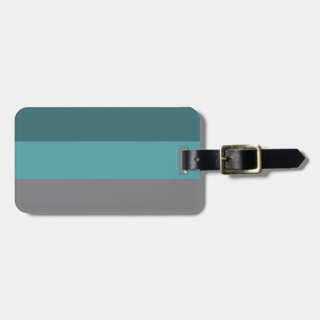 Teal, Grey Stripes Luggage Tag (Front Horizontal)
