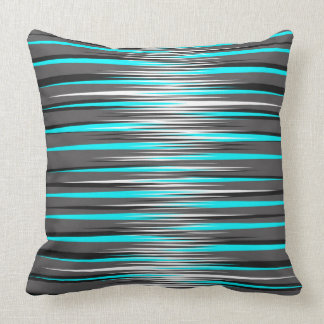 Teal, Grey, White, & Black Stripes Throw Pillow