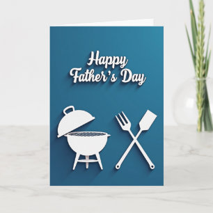 Teal Grilling Fathers Day Card