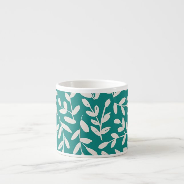 Teal Grove - Modern Botanical Flair Espresso Cup (Front)