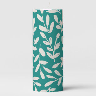 Teal Grove - Modern Botanical Flair Pillar Candle