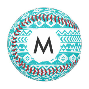 Teal Grunge Aztec Tribal Pattern Baseball