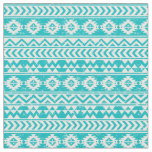 Teal Grunge Aztec Tribal Pattern Fabric