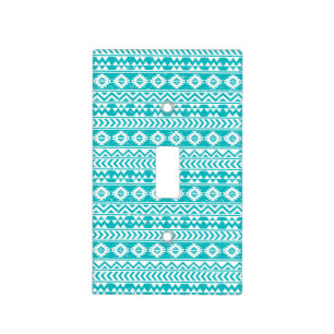 Teal Grunge Aztec Tribal Pattern Light Switch Cover