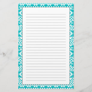 Teal Grunge Aztec Tribal Pattern Stationery