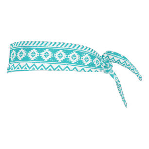 Teal Grunge Aztec Tribal Pattern Tie Headband