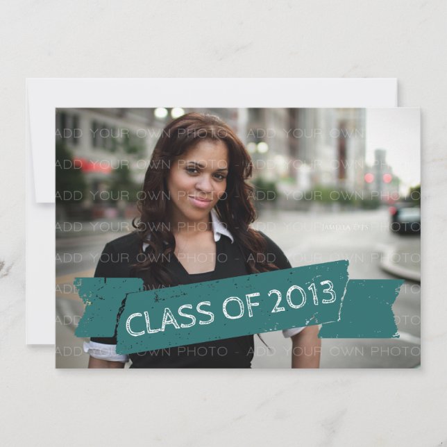 Teal Grunge Banner 2013 Grad Invitation (Front)