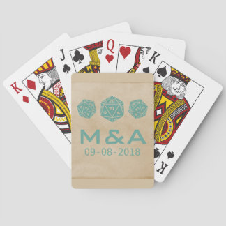 Teal Grunge D20 Dice Gamer Playing Cards
