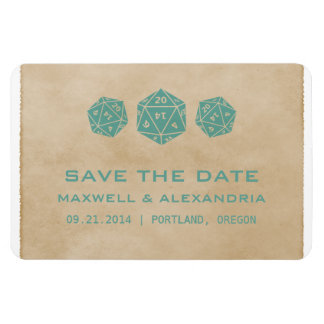 Teal Grunge D20 Dice Gamer Save the Date Magnet