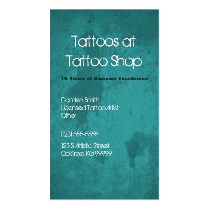 Teal Grunge Tattoo Profile Business Card