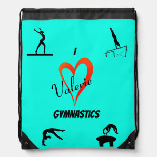 Teal Gymnastics Events Drawstring Backpack w/ Name