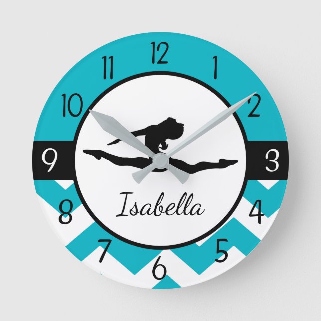 Teal Gymnastics Wall Clock (Front)