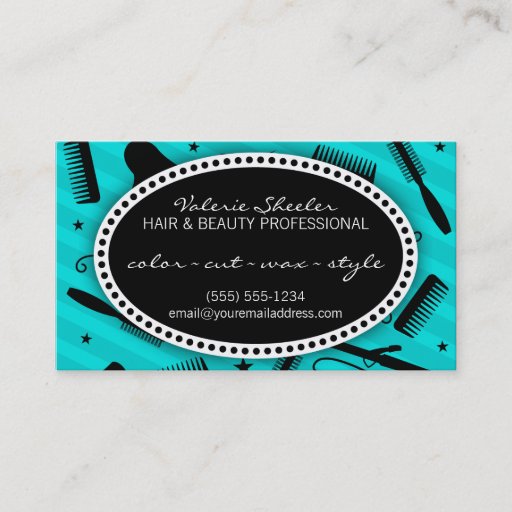 Customizable Teal Hair &amp; Beauty Appointment Business Card Template
