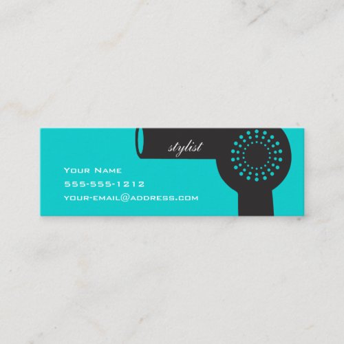 Teal Hair Stylist Skinny Biz Card Business Cards