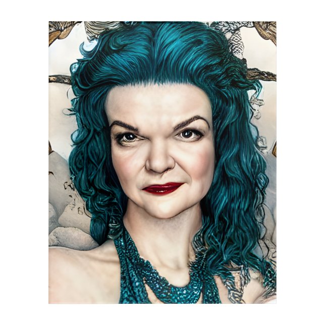 Teal Haired Goddess Acrylic Wall Art (Front)