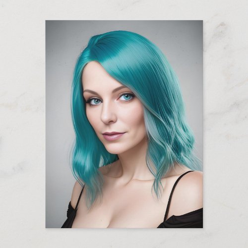 Teal Haired Woman Postcard