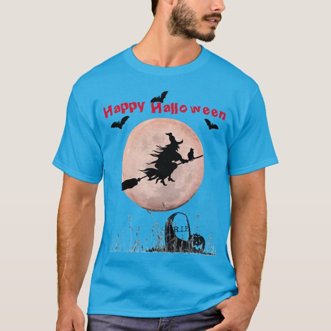 Teal Halloween Witch T-Shirt (Front)