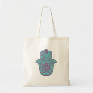Teal Hamsa Tote Bag