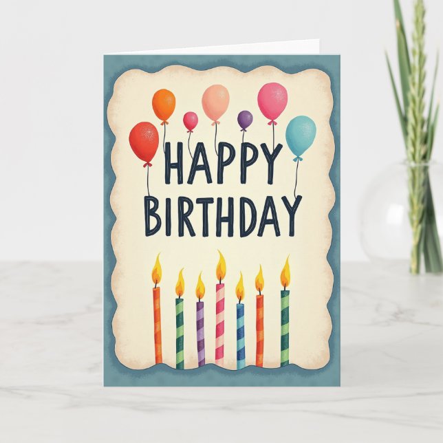 Teal Happy Birthday Art Card (Front)