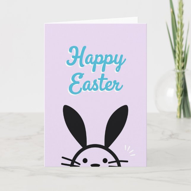 Teal Happy Easter Bunny Pattern Card (Front)