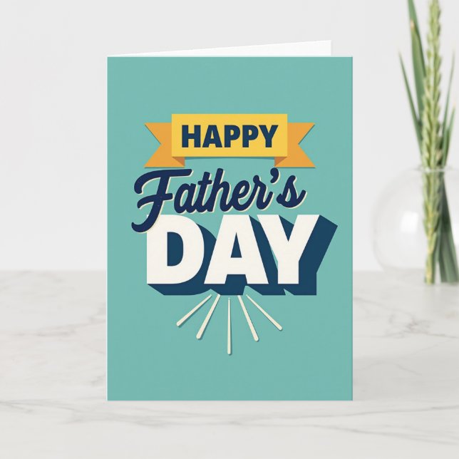 Teal Happy Fathers Day Art Card (Front)