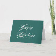 Teal Happy Holidays Cards