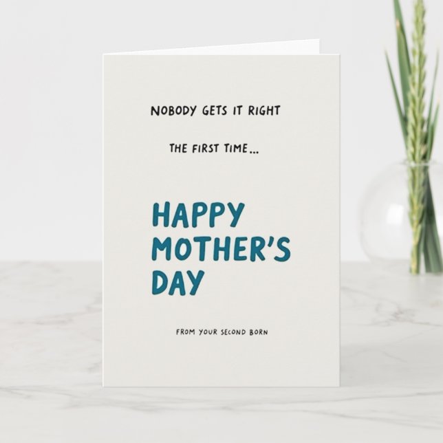 Teal Happy Mothers Day Text Card (Front)
