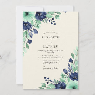 Teal Harmonious Spring Wedding Invitation