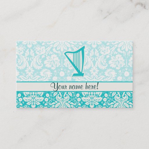 Customizable Teal Harp Business Card